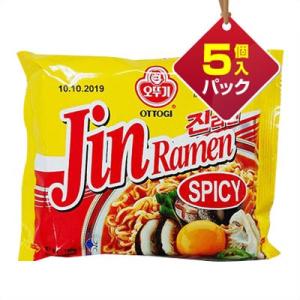 『オットギ』ジンラーメン（120g×5個入りパック・スパイシー）■1個当り139円  牛骨スープ 韓...