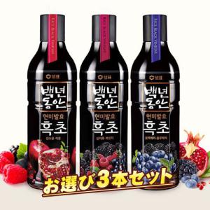 【お選び3本セット】『センピョ』百年の間 フッチョ 黒酢(900ml×3本)■1個当り755円　飲むお酢 玄米 醗酵 健康 美容 ダイエット酢 健康酢 酢飲料 韓国飲み物｜paldo