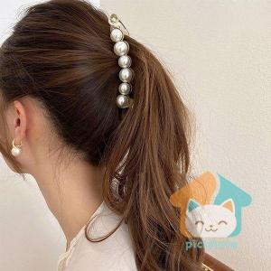 バナナクリップ ヘアクリップ ヘアアクセサリー パール 上品 大人 韓国 おしゃれ フォーマル 華やか 秋冬 ルピス