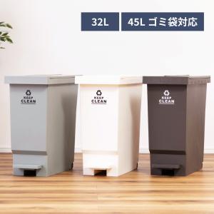 ゴミ箱 45リットル 分別 おしゃれ 32リットル 32L ペダル式 省スペース 45L 両開き キッチン 北欧 フタ付き 生ごみ シンプル ダストボックス 白 モダン 茶 緑