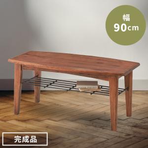 東谷 ローテーブル 幅100 センターテーブル 棚付き アバカ アジアン
