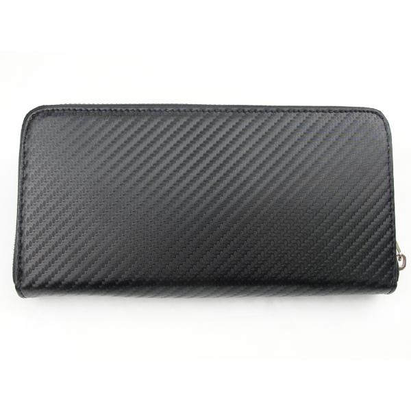 カーボンレザー　財布 メンズ 本革　長財布 ラウンドファスナー 革 レザー 小銭入れ 札入れ ブラン...