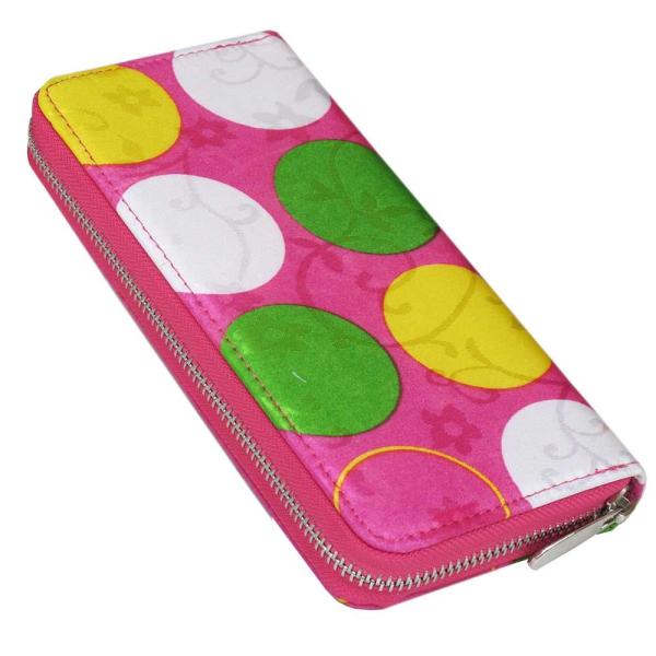 透かし模様のレディース財布 レディース 長財布 和風 ラウンドファスナー ピンク