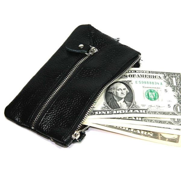 買い物行くのにこれ一つでOK 財布 キーケース コインケース 牛革 カードケース  ブラック