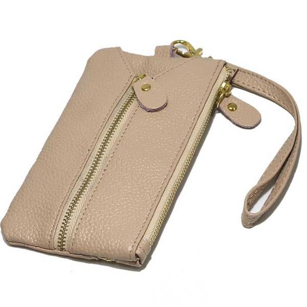 買い物行くのにこれ一つでOK 財布 キーケース  コインケース 牛革 カードケース ベーシュ