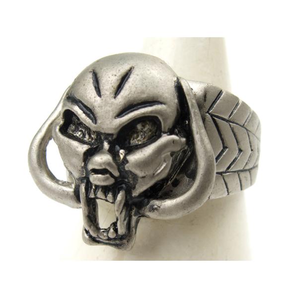 ドクロ スカルリング シルバーリング 先端回転 メンズ 指輪 メンズリング 012