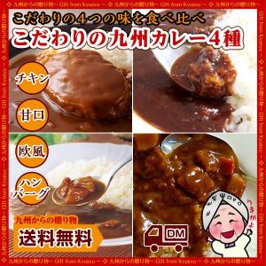 レトルト カレー 食べ比べ4種セット 博多×欧風&amp;国産ハンバーグ&amp;華味鳥チキン&amp;ビーフ甘口 グルメ お取り寄せ 送料無料 ポイント消化 食品 牛肉