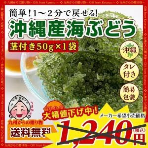 セール 沖縄 海の宝 プチプチ食感 沖縄県産海ぶどう(茎付き)50g×1袋 塩水漬け 沖縄産 特産 送料無料 ポイント消化 お試し 食品 土産 送料無 お取り寄せ グルメ