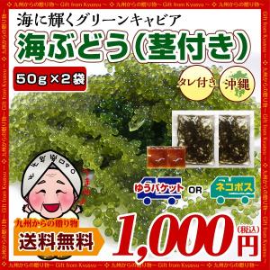 訳あり 海ぶどう(50ｇ×2袋シークヮーサー風味タレ2袋) わけあり ポイント消化 食品 お試し 土産 送料無 ぽっきり グルメ 得トク セール 海ぶどう
