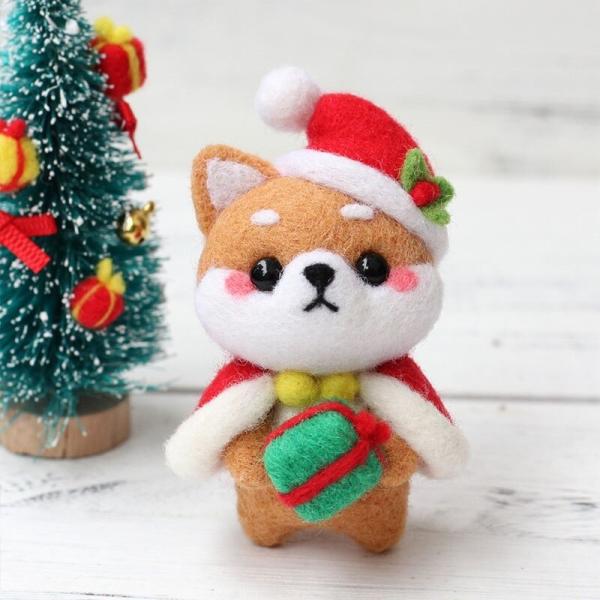 羊毛フェルト 手芸キット 人形 ハンドメイド 犬 クリスマス