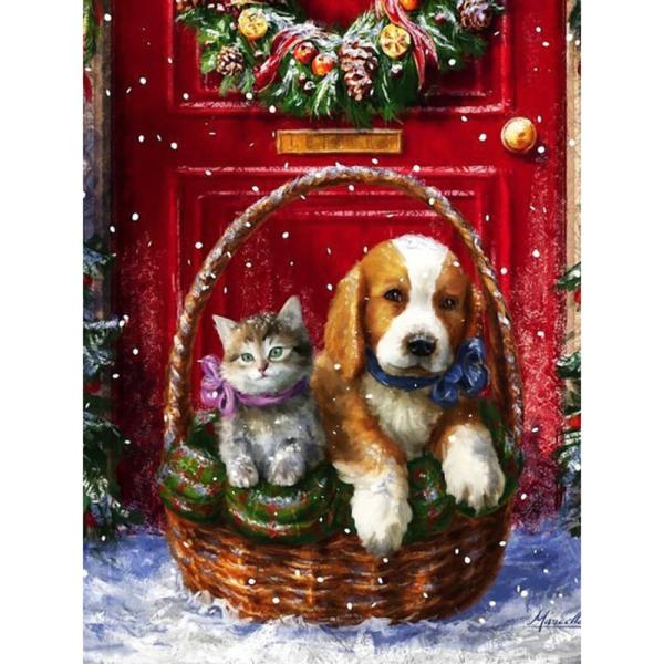 クロスステッチ クリスマス 猫 犬 14CT セット 刺繍キット