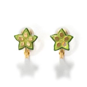 イヤリング　野菜　オクラ　ピアス風　レディース　PalnartPoc　パルナートポック　公式　ブラフシューペリア　プレゼ ント　オクライヤリング