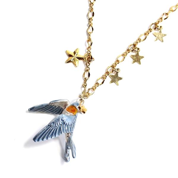 鳥　ブルー　ロングネックレス　ネックレス　レディース　PalnartPoc　ブランド　パルナートポッ...