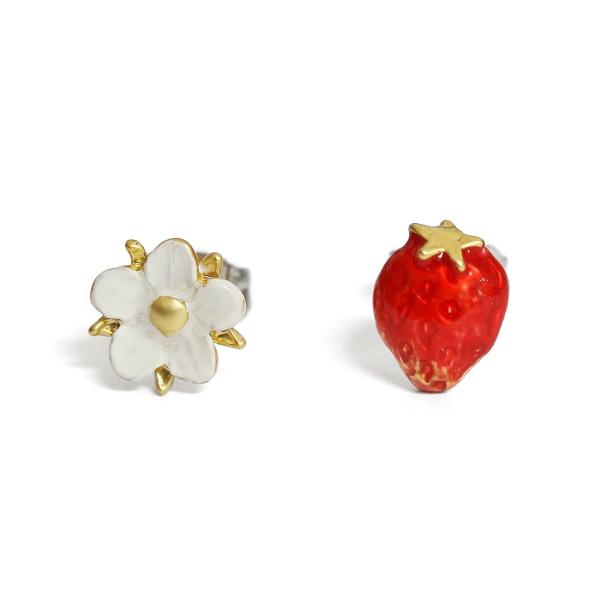 いちご　花　赤　個性派　ピアス　 ポイント消化　レディース　PalnartPoc　ブランド　パルナー...