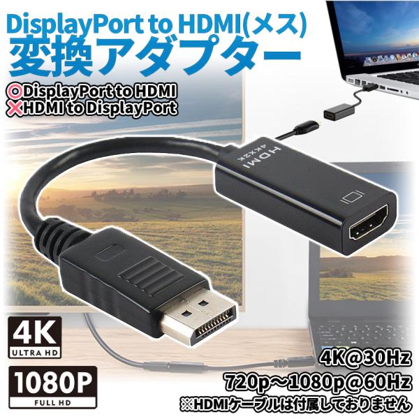 DisplayPort to HDMI 変換 ケーブル DP ディスプレイ ノート パソコン PC ...