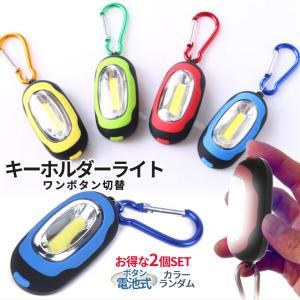 LED ライト 小型 キーホルダー 2個セット カラビナ ミニ 懐中電灯 携帯 点灯 点滅 マグネット 夜間 散歩 ウォーキング アウトドア 夜 釣り 電池 COB 2-RAIHOL2｜パルワン