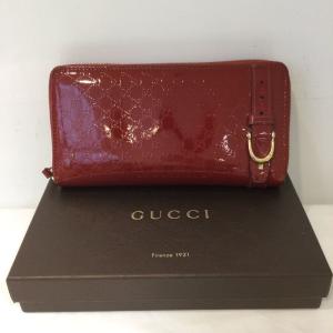 GUCCI グッチ ラウンドファスナー 長財布 グッチシマ マイクロGG 箱有り レッド 柄 エナメル 426248