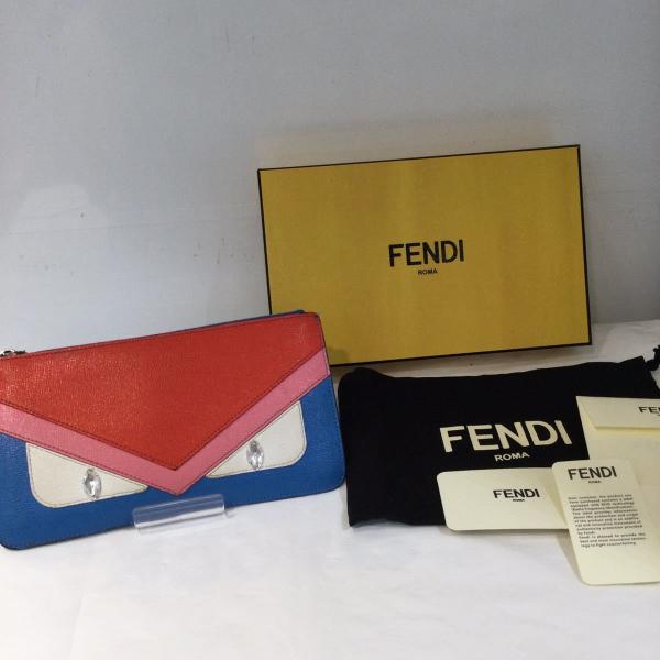 FENDI フェンディ 8M0341 モンスターアイズ 箱有 マルチカラー(レッド×ブルー) ポーチ...