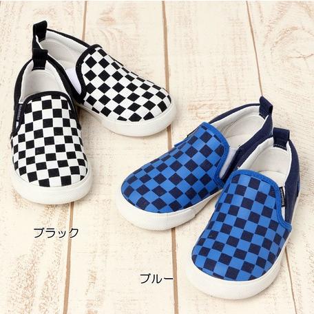 SALE セール / キッズ チェックプリントシューズ スリッポン デッキシューズ  子供用 子供靴...