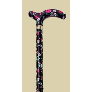 英国製総花柄伸縮杖/ブラック
