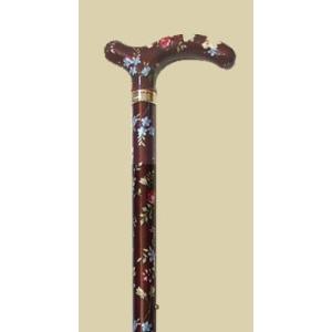 英国製総花柄伸縮杖/ブラウン