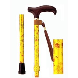 ささえ折りたたみ伸縮杖/花柄イエロー