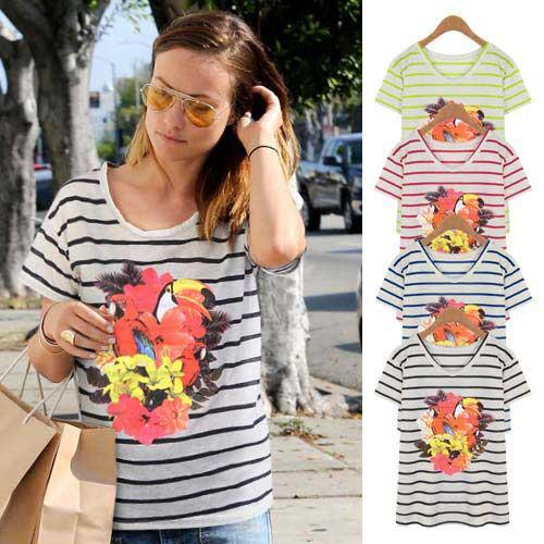 レディースT Tシャツ ボーダー パステル ネオン アニマル セレブ アメカジ系 ストリートファッシ...