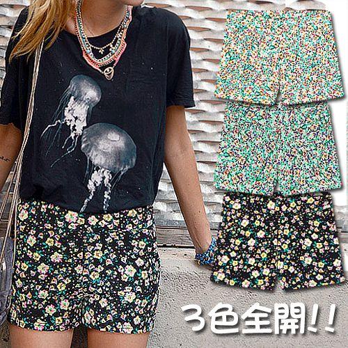 花柄ショートパンツ レディース ショーパン ジャージー 大人可愛い ゆるかわ ガーリー セレブ アメ...