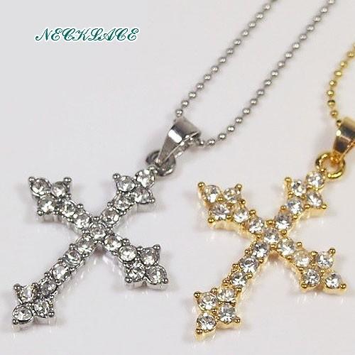 レディースネックレス チェコ製 クリスタル使用 ファンシー クロス ネックレス 結婚式 オシャレ き...