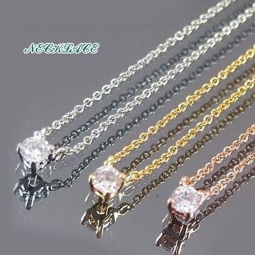 レディースネックレス CZダイヤ使用　一粒ミニラウンド ネックレス 結婚式 オシャレ きらきら 演奏...