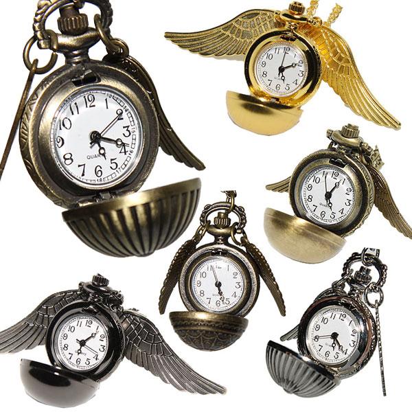 天使の翼  懐中時計 ネックレス時計 おしゃれ アンティーク 時計 シンプル クオーツ式ペンダントウ...