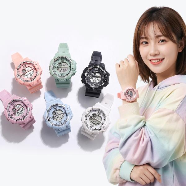 大画面 デジタル腕時計 レディース メンズ ビッグフェイス スポーツウォッチ LEDライト付き キッ...