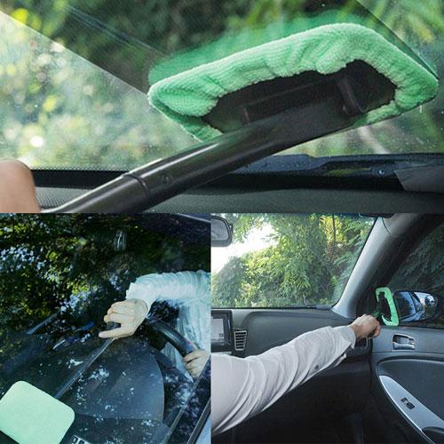 車内用 マイクロファイバーモップ 内窓用ワイパー 結露 汚れをスッキリ ガラス拭き   車用内窓モッ...