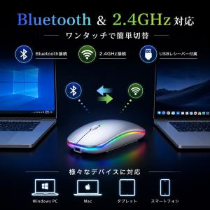 ワイヤレスマウス Bluetooth 2.4G...の詳細画像3