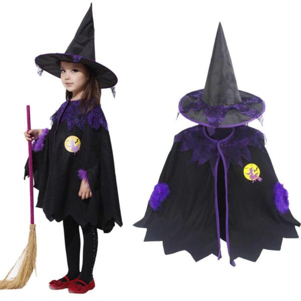 可愛い キッズ 子供用 120cm ハロウィン コスプレ ローブ 衣装セット 魔女 魔法使い 120...