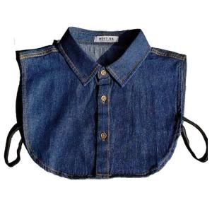 付け襟 重ね着 レイヤード ワイシャツ アクセサリー 偽襟  レディース デニム フェイクカラー   紺