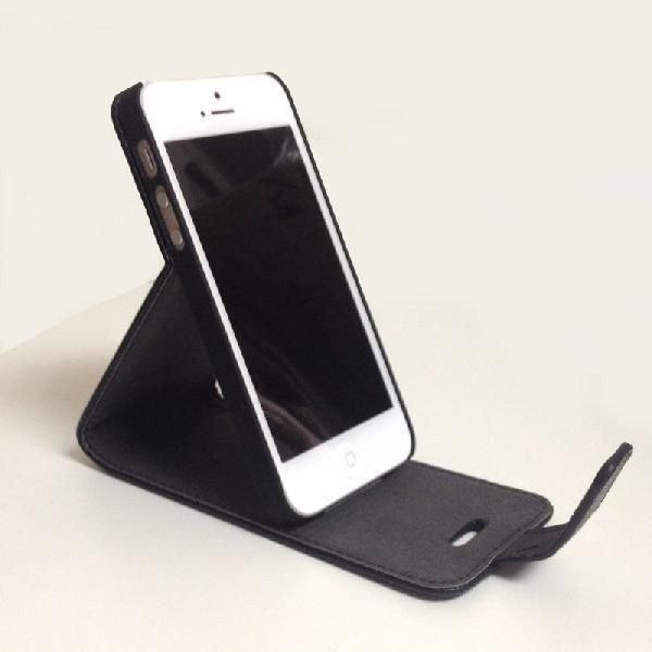 iPhone5ケース レザー風 縦スタンド型 メール便送料無料・即納