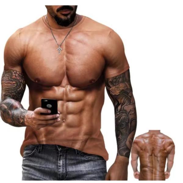 3Dプリント 筋肉 Tシャツ 大きサイズ 男女兼用 面白いプリント マッスル 仮装 コスプレ XL ...