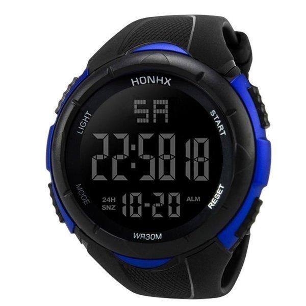 メンズミリタリーウォッチ アナログ デジタル スポーツ LED  腕時計 |青