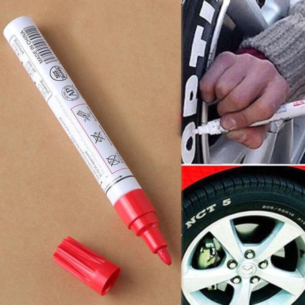 タイヤ マーカー ペン マジック タッチアップ ペイント カー 車 スクラッチ 補修  赤 赤