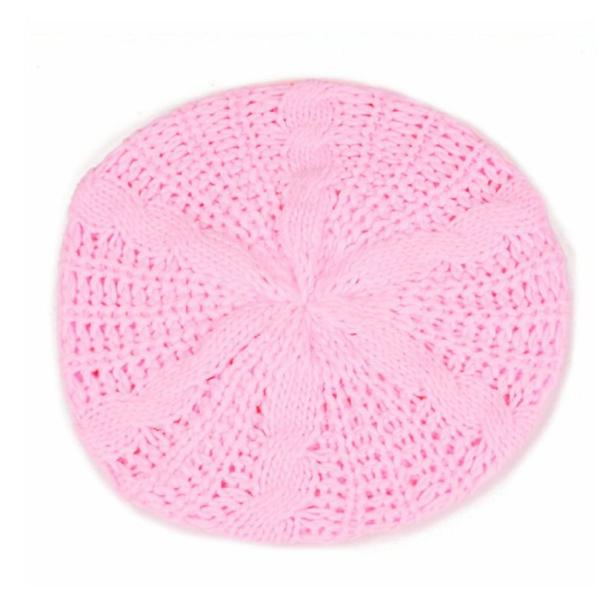 ベレー帽 ニット帽子 編み  キャップ 冬 女性 レディース|ライトピンク