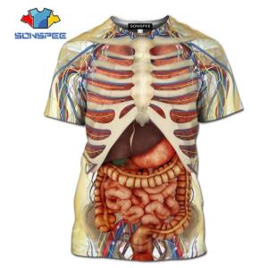 Tシャツ おもしろ 内蔵 骨 解剖 メンズ プリント 男性 半袖 安い