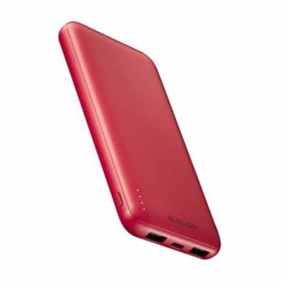 エレコム 薄型 コンパクト Qi モバイルバッテリー DE-C66-10000RD 10000mAh...
