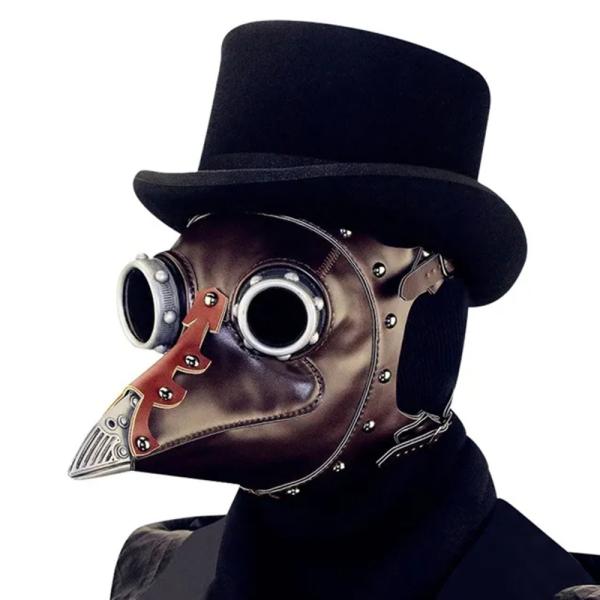 ハロウィン マスク コスプレ 仮装 仮面 中世 スチームパンク 鳥博士 ペストマスク ペスト医師 茶