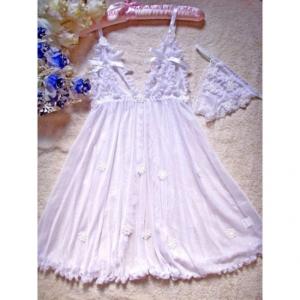 セクシー下着 ベビードール コスプレ ランジェリー シースルー 花付 ワンピースセット 1010