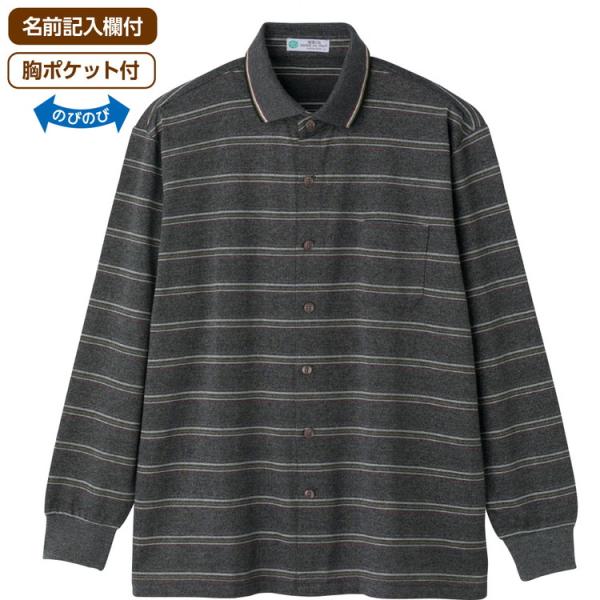 ポロシャツ メンズ 長袖 おしゃれ 秋冬 綿混斜め釦ホール前開きポロシャツ M L LL 82160...