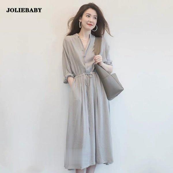 ワンピース レディース 40代 きれいめ 夏 シャツワンピース フレア 半袖 無地 膝丈 シフォン ...