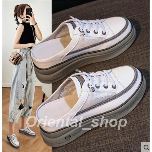 スニーカーレディースウェッジソールかかとなしインソール厚底カジュアルシューズ疲れない靴シューズサンダ...