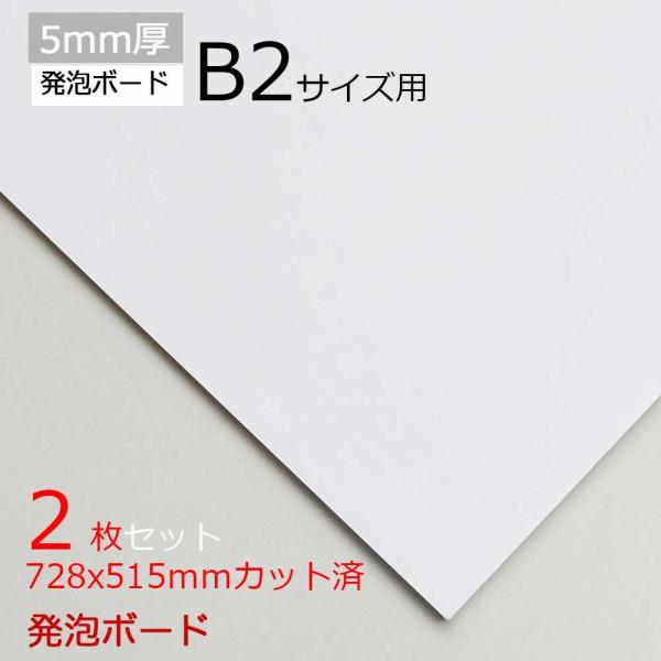 【2枚】発泡ボード 5ｍｍ厚　B2サイズ  728x515ｍｍ 2枚セット 発泡ボード　