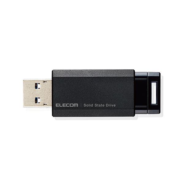 エレコム SSD 外付け ポータブル 250GB 小型 ノック式 USB3.2（Gen1）対応 ブラ...